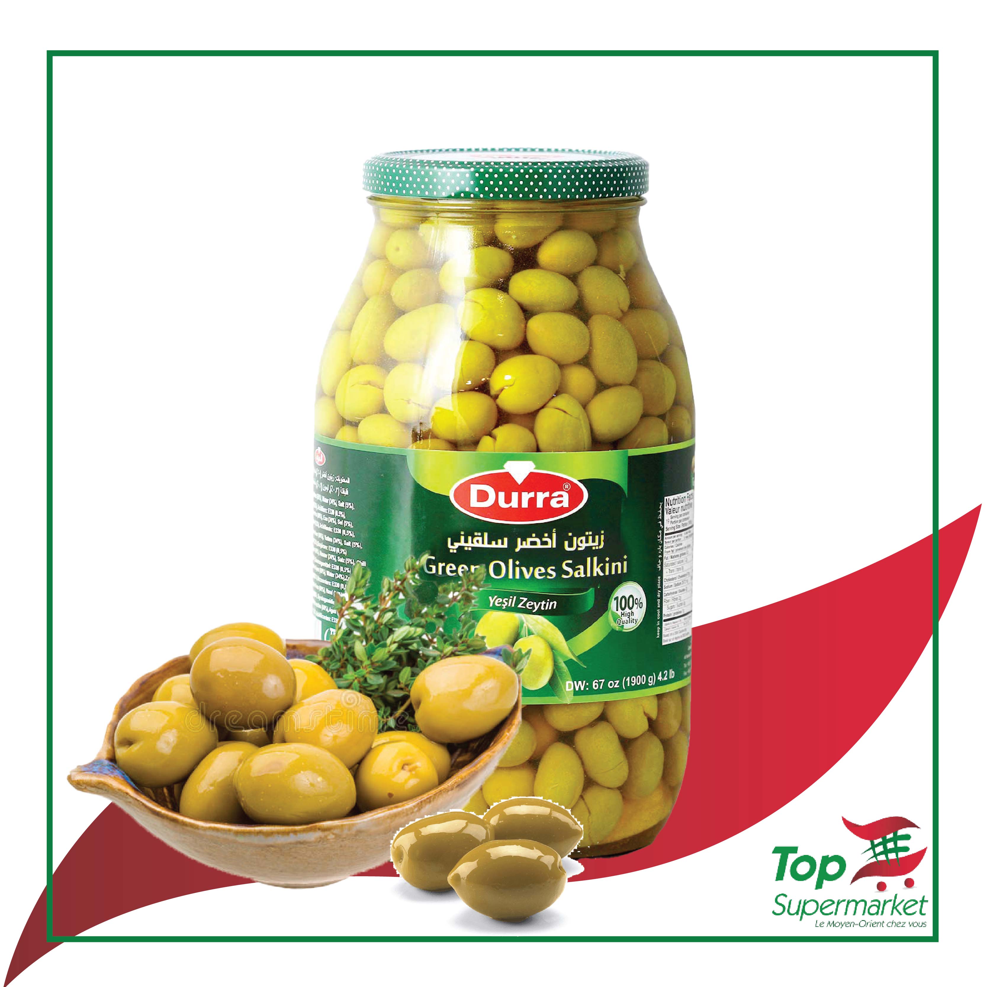 Durra olives vertes Salkini 2900gr